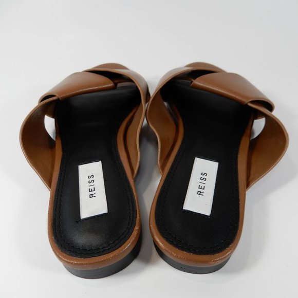 Reiss Brooke Slide Flat SANDALS Size 38 7.5 Brown Leather NEW $225 - Picture 7 of 15